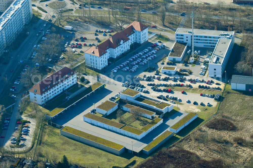 Aerial image Cottbus - Building complex of the police on Juri-Gagarin-Strasse in Cottbus in the state Brandenburg, Germany