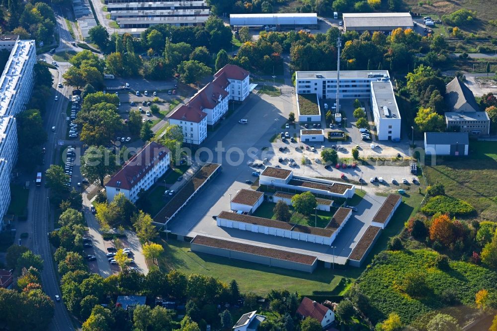 Cottbus from above - Building complex of the police on Juri-Gagarin-Strasse in Cottbus in the state Brandenburg, Germany