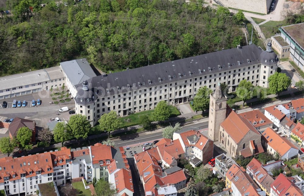 Erfurt from the bird's eye view: Building complex of the police Landespolizeidirektion on Andreasstrasse in the district Altstadt in Erfurt in the state Thuringia, Germany