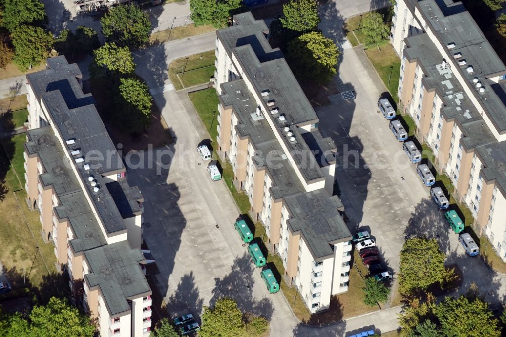 Berlin from the bird's eye view: Building complex of the police und der Landespolizeischule der Berliner Polizei an der Charlottenburger Strasse im Stadtteil Ruhleben in Berlin