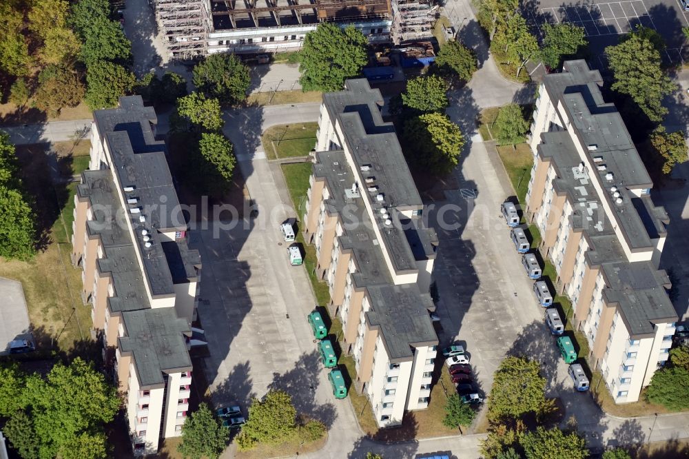 Aerial image Berlin - Building complex of the police und der Landespolizeischule der Berliner Polizei an der Charlottenburger Strasse im Stadtteil Ruhleben in Berlin