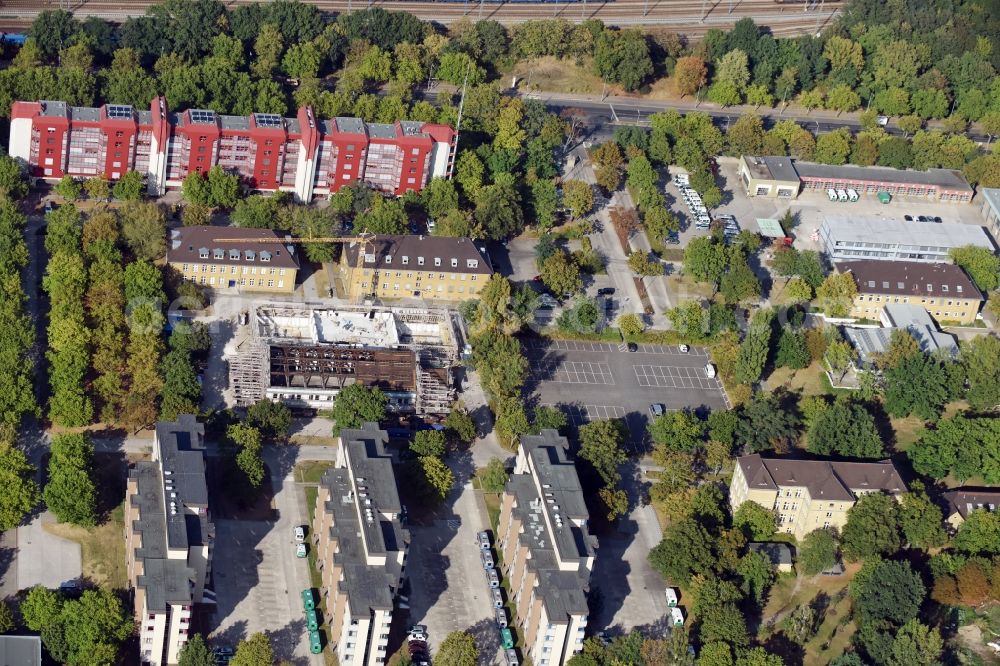 Berlin from above - Building complex of the police und der Landespolizeischule der Berliner Polizei an der Charlottenburger Strasse im Stadtteil Ruhleben in Berlin