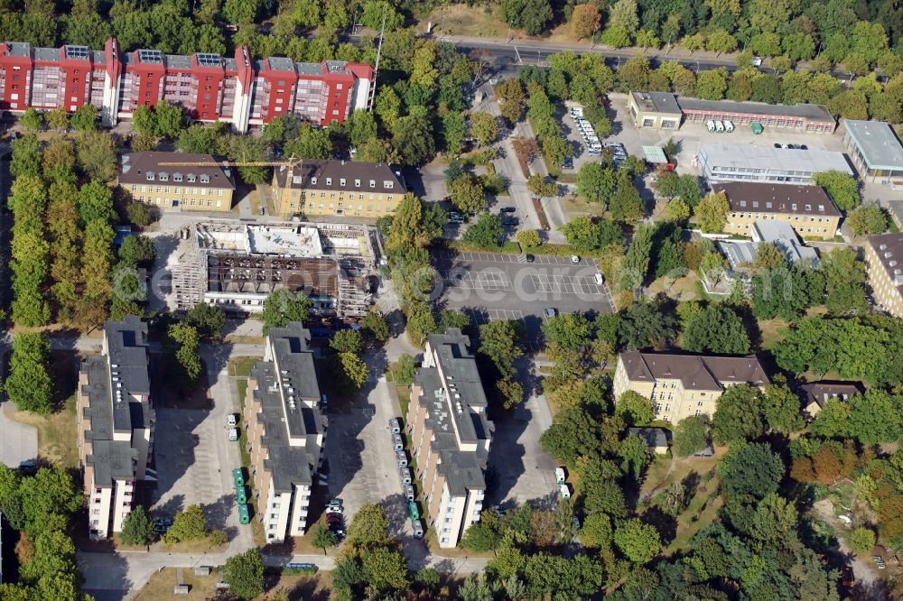 Berlin from the bird's eye view: Building complex of the police und der Landespolizeischule der Berliner Polizei an der Charlottenburger Strasse im Stadtteil Ruhleben in Berlin