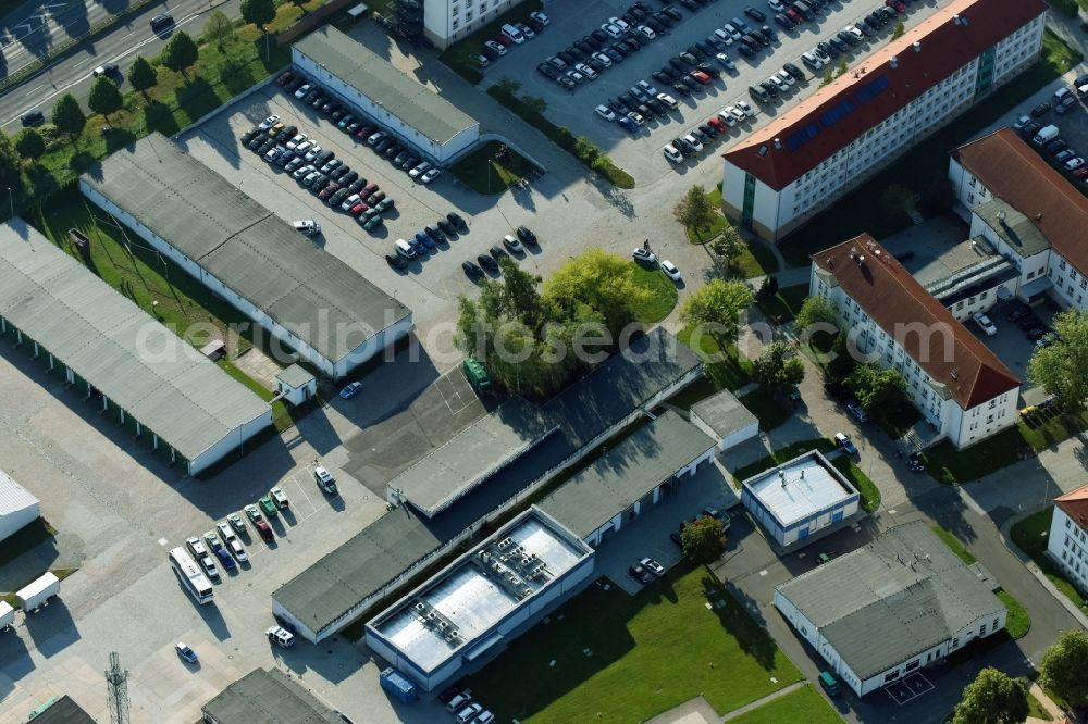 Aerial image Leipzig - Building complex of the police Leipzig Nord on Essener Strasse in Leipzig in the state Saxony, Germany