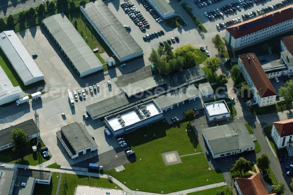 Aerial photograph Leipzig - Building complex of the police Leipzig Nord on Essener Strasse in Leipzig in the state Saxony, Germany