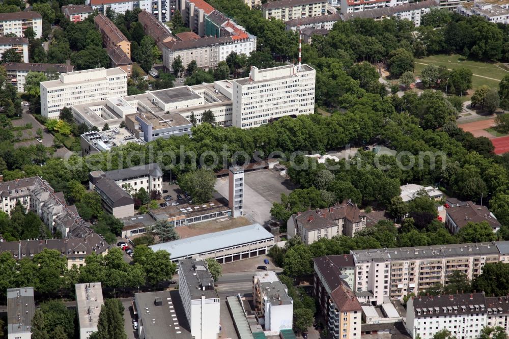 Mainz from above - The building complex of the police in Mainz accommodates the police headquarters and the state police in the state of Rheinland-Pfalz