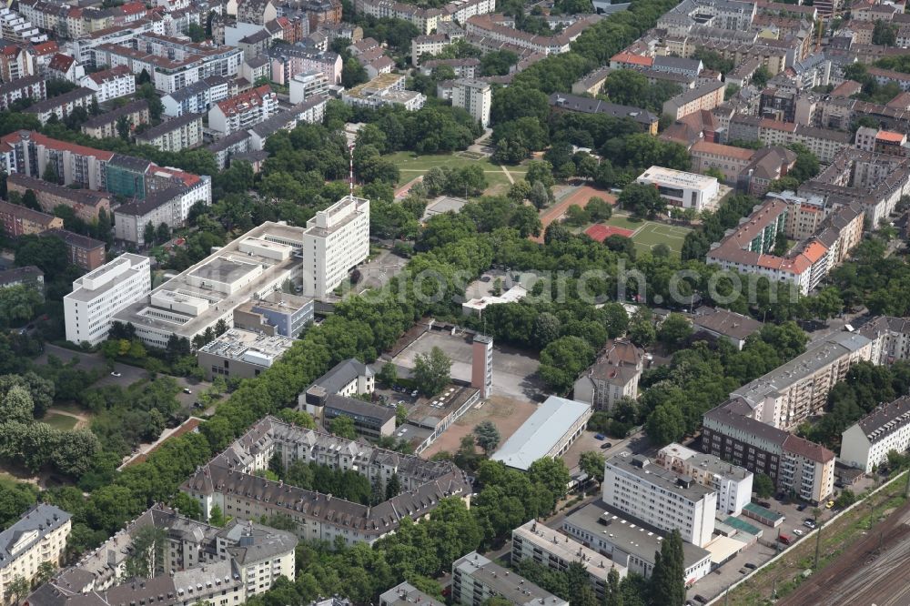 Aerial image Mainz - The building complex of the police in Mainz accommodates the police headquarters and the state police in the state of Rheinland-Pfalz