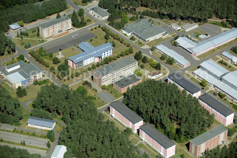 Neustrelitz from above - Building complex of the police in Neustrelitz in the state Mecklenburg - Western Pomerania