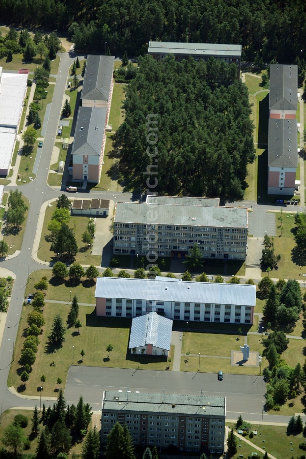 Aerial photograph Neustrelitz - Building complex of the police in Neustrelitz in the state Mecklenburg - Western Pomerania