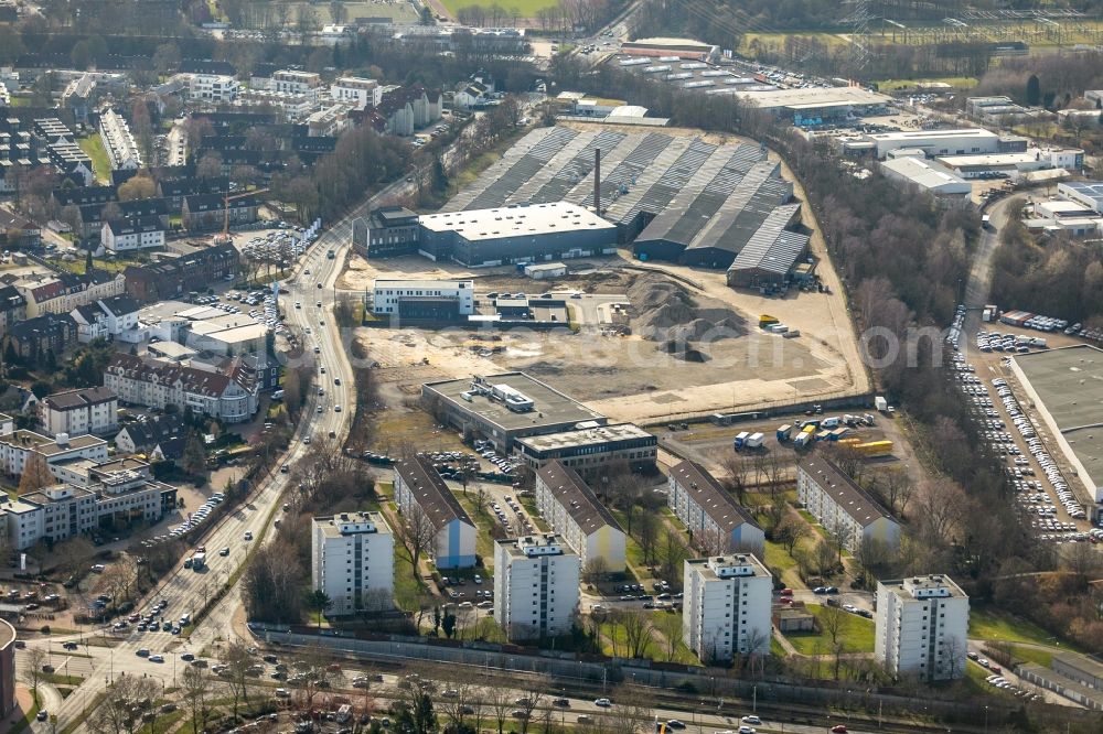 Hattingen from the bird's eye view: Building complex of the police on Nierenhofer Strasse in Hattingen in the state North Rhine-Westphalia, Germany