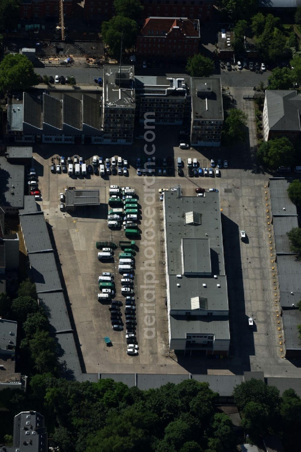 Berlin from the bird's eye view: Building complex of the police Polizeidirektion 3 on Kruppstrasse in Berlin