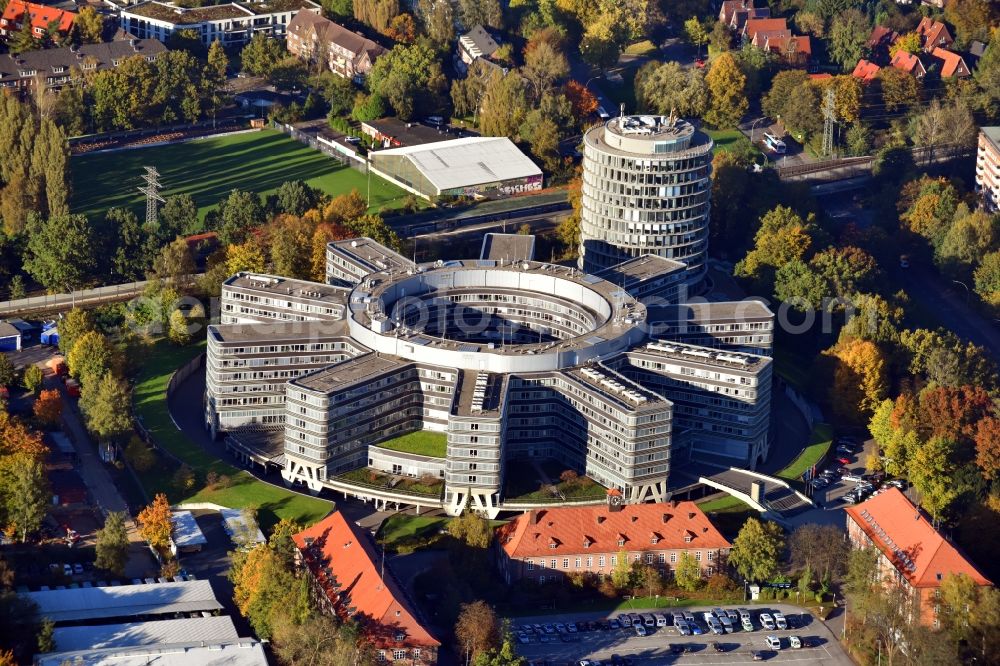 Aerial photograph Hamburg - Building complex of the police - Polizeipraesidium Honburg on Bruno-Georges-Platz in the district Hamburg-Nord in Hamburg, Germany