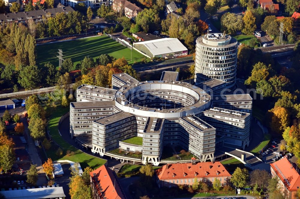 Hamburg from above - Building complex of the police - Polizeipraesidium Honburg on Bruno-Georges-Platz in the district Hamburg-Nord in Hamburg, Germany