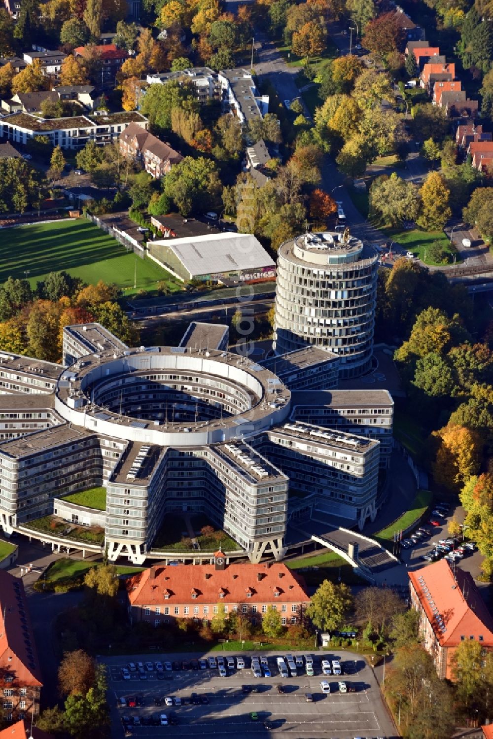 Aerial image Hamburg - Building complex of the police - Polizeipraesidium Honburg on Bruno-Georges-Platz in the district Hamburg-Nord in Hamburg, Germany