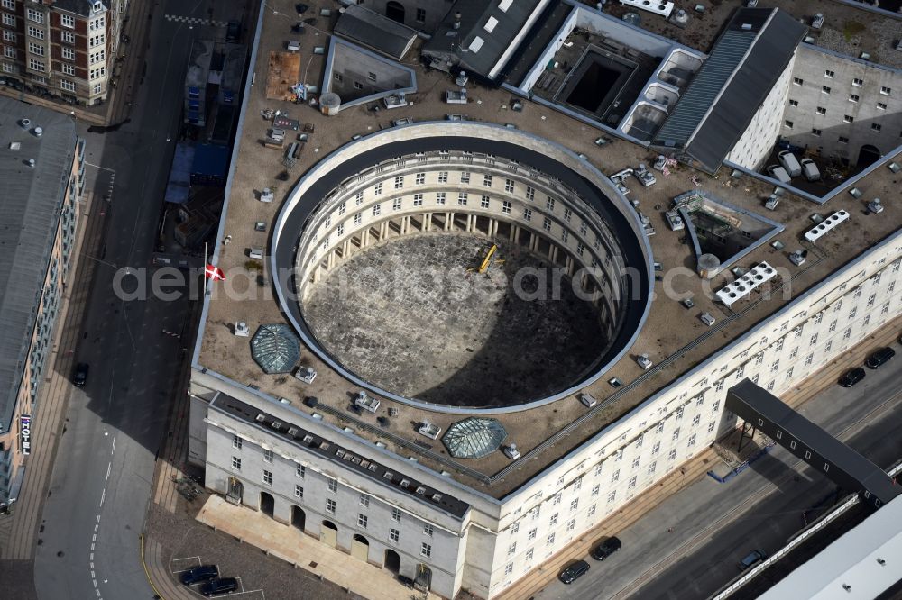 Aerial image Kopenhagen - Building complex of the police - Praesidium Politigarden on Niels Brocks Gade in Copenhagen in Region Hovedstaden, Denmark