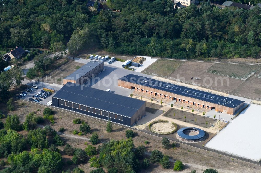 Aerial image Stahnsdorf - Building complex of the police - Reiterstaffel of Bundespolizeidirektion in Stahnsdorf in the state Brandenburg, Germany