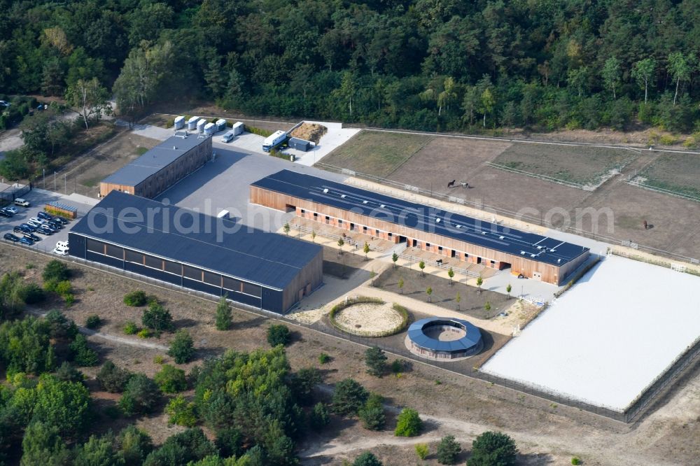 Aerial photograph Stahnsdorf - Building complex of the police - Reiterstaffel of Bundespolizeidirektion in Stahnsdorf in the state Brandenburg, Germany