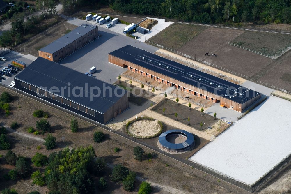 Stahnsdorf from the bird's eye view: Building complex of the police - Reiterstaffel of Bundespolizeidirektion in Stahnsdorf in the state Brandenburg, Germany