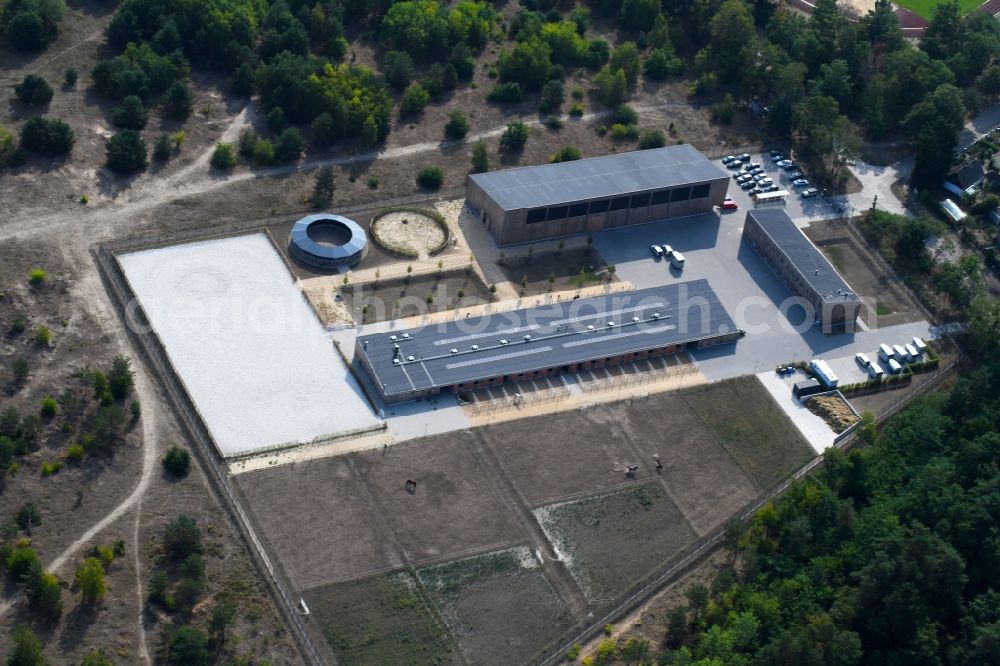 Aerial image Stahnsdorf - Building complex of the police - Reiterstaffel of Bundespolizeidirektion in Stahnsdorf in the state Brandenburg, Germany