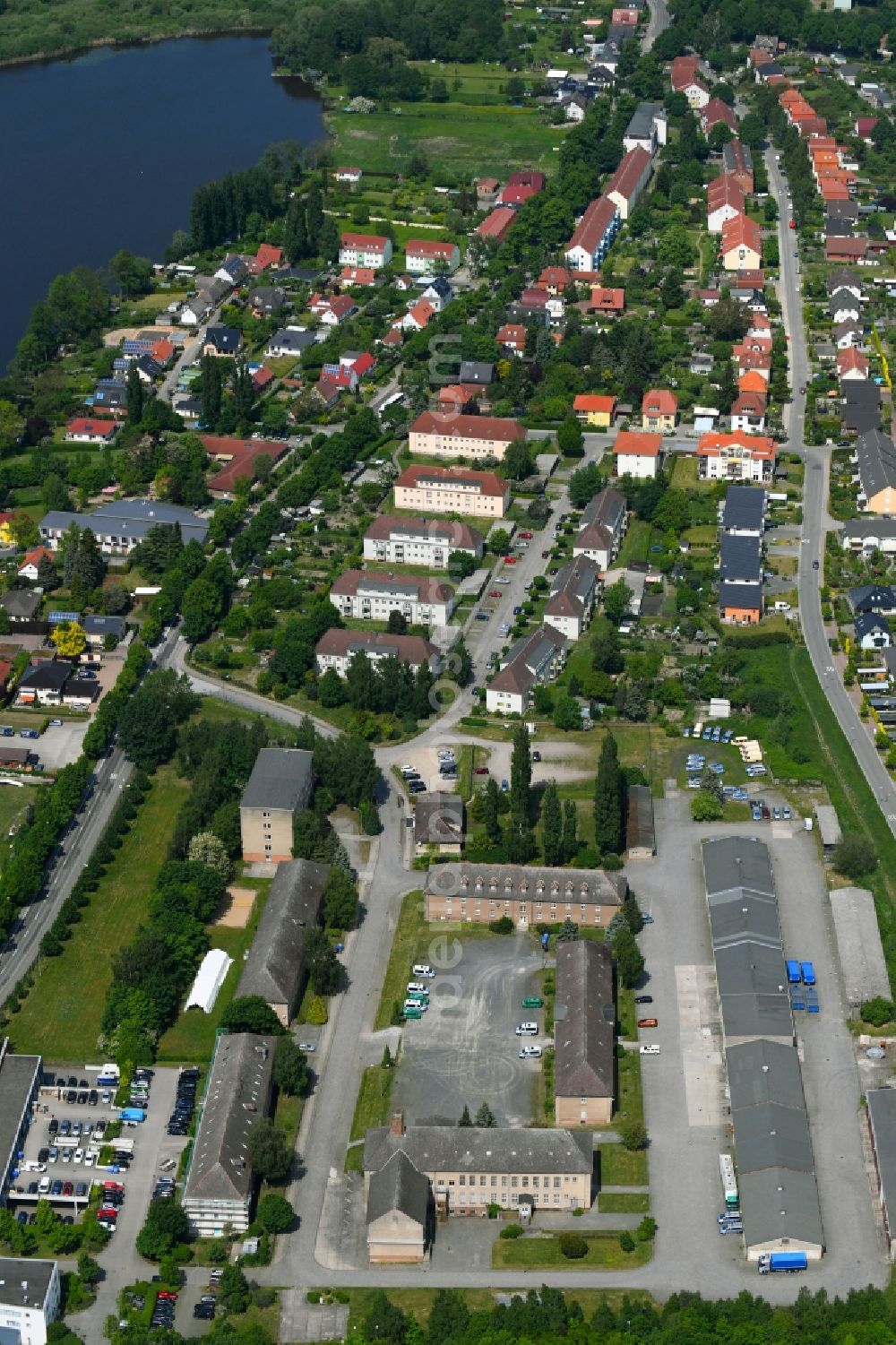 Schwerin from the bird's eye view: Building complex of the police in Schwerin in the state Mecklenburg - Western Pomerania, Germany