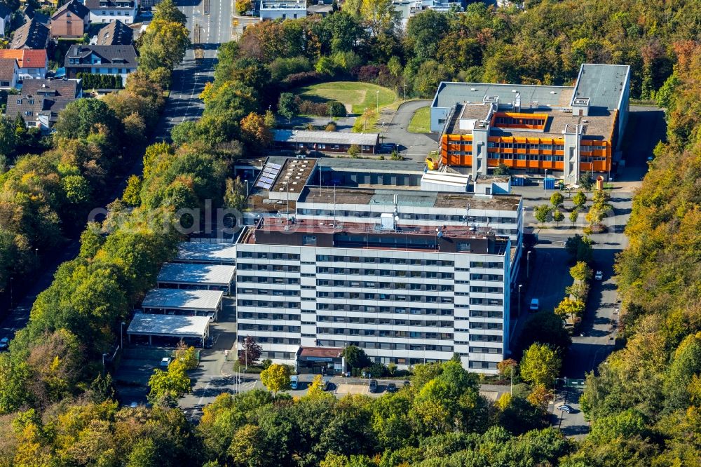 Aerial photograph Hagen - Building complex of the Police Headquarters Hagen in Hagen in the federal state North Rhine-Westphalia, Germany