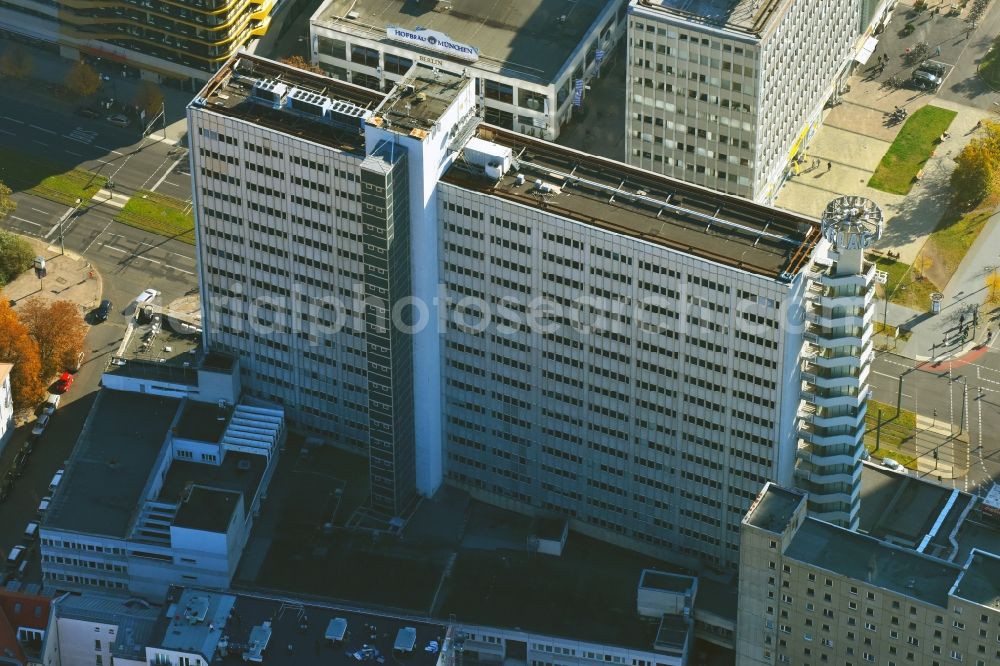 Berlin from above - Publishing house complex of the press and media house Berliner Verlag on Karl-Liebknecht-Strasse in the district Mitte in Berlin, Germany