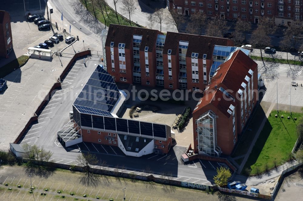 Kopenhagen from the bird's eye view: Publishing house complex of the press and media house Bonnier Publications A/S on Strandboulevarden in Copenhagen in Denmark