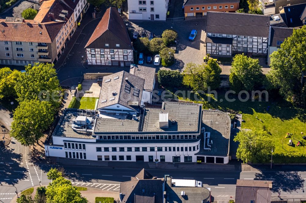 Aerial photograph Unna - Publishing house complex of the press and media house Hellweger Anzeiger and Westfaelische Randschau on Wasserstrasse in Unna in the state North Rhine-Westphalia, Germany