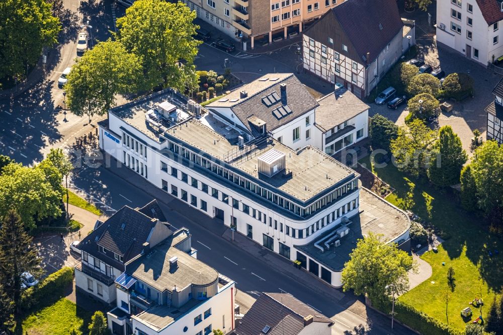 Aerial image Unna - Publishing house complex of the press and media house Hellweger Anzeiger and Westfaelische Randschau on Wasserstrasse in Unna in the state North Rhine-Westphalia, Germany