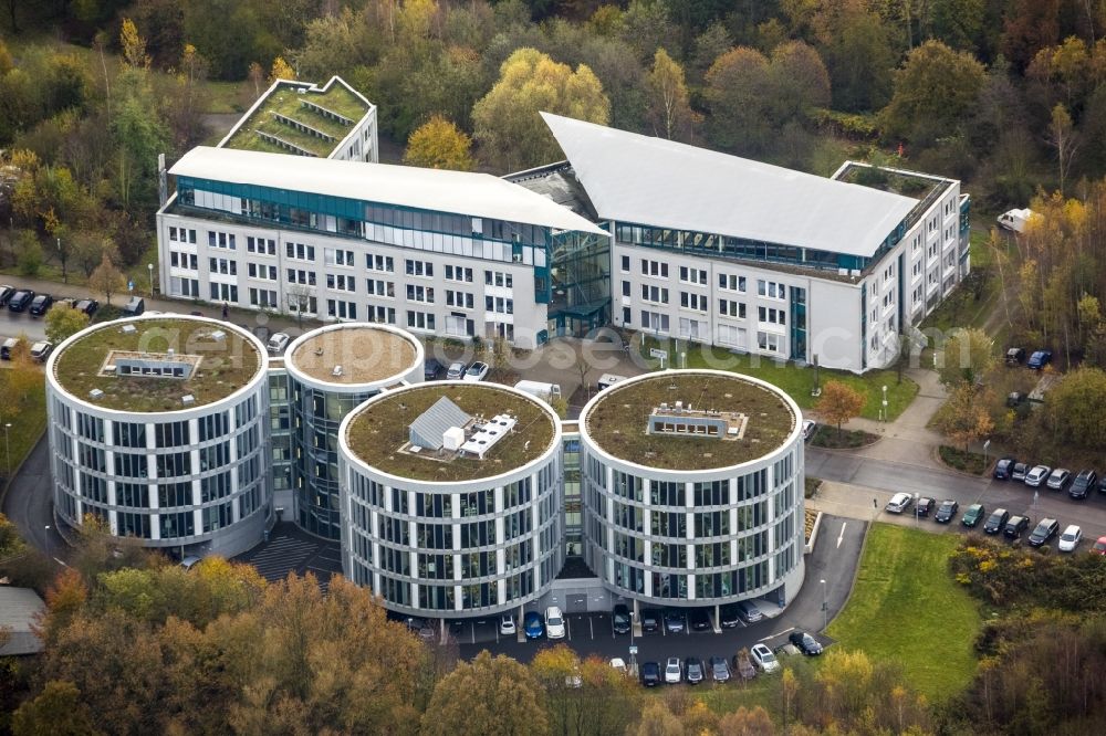 Aerial photograph Witten - Dental Clinic of the University of Witten / Herdecke with cylindrical sections of buildings in Witten in North Rhine-Westphalia