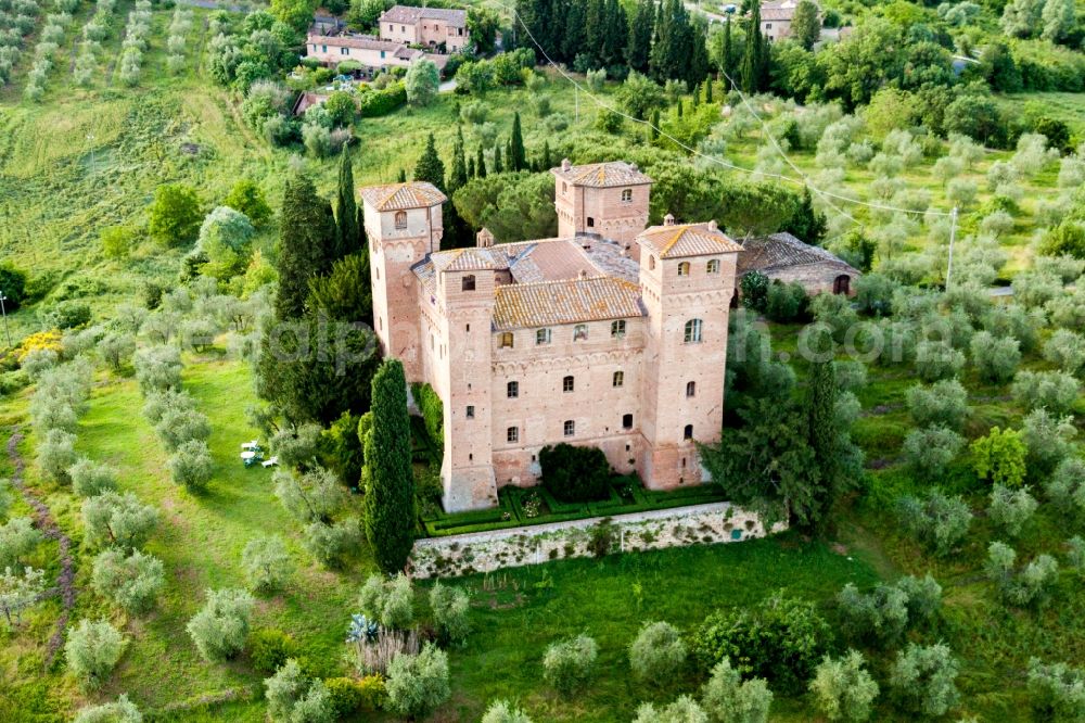 Siena from above - Complex of the castle-hotel building Castello Delle Quattro Torra in Siena in Toskana, Italy