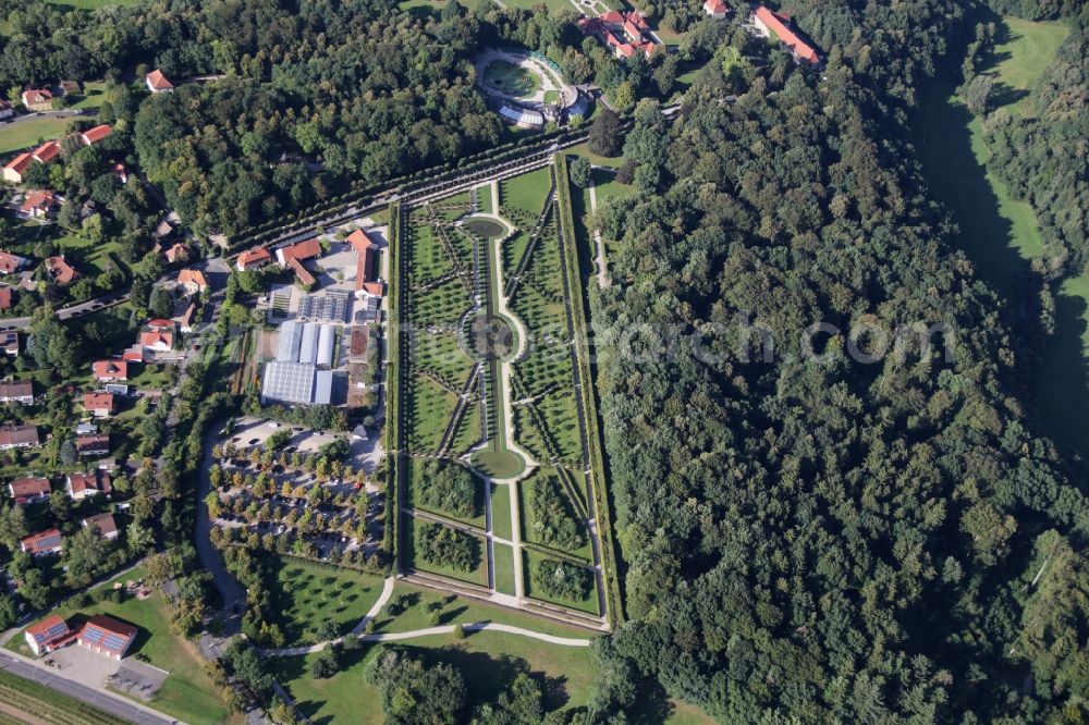 Bayreuth from the bird's eye view: Building complex in the park of the castle Eremitage in Bayreuth in the state Bavaria