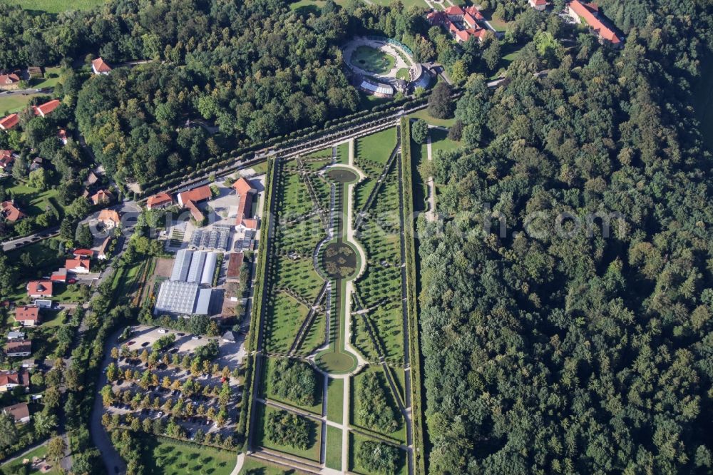 Aerial image Bayreuth - Building complex in the park of the castle Eremitage in Bayreuth in the state Bavaria