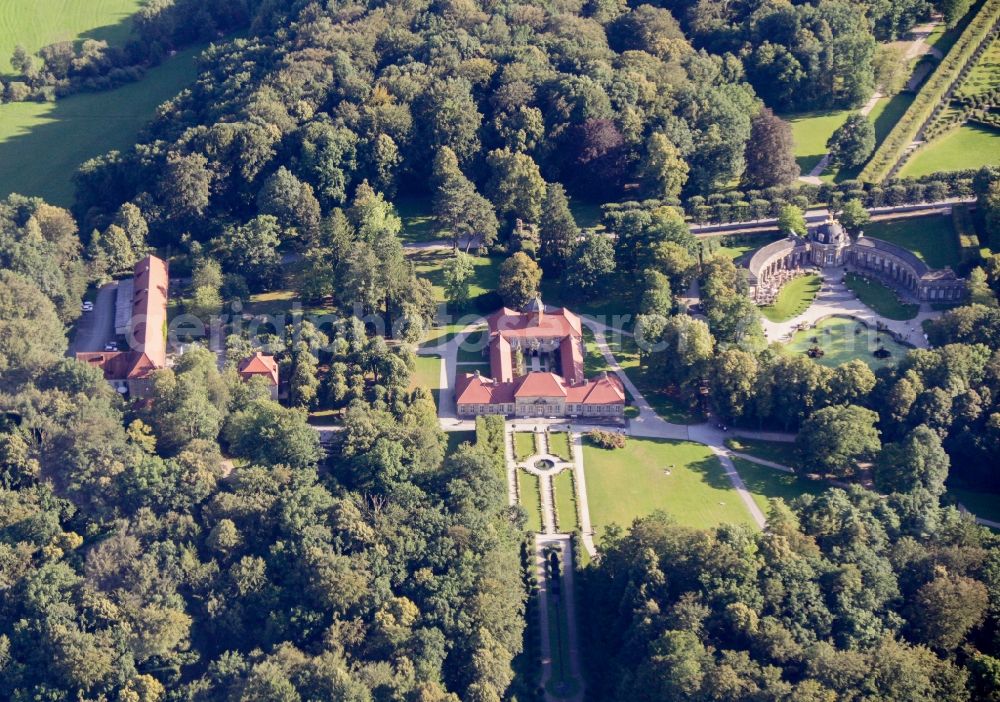 Aerial image Bayreuth - Building complex in the park of the castle Eremitage in Bayreuth in the state Bavaria