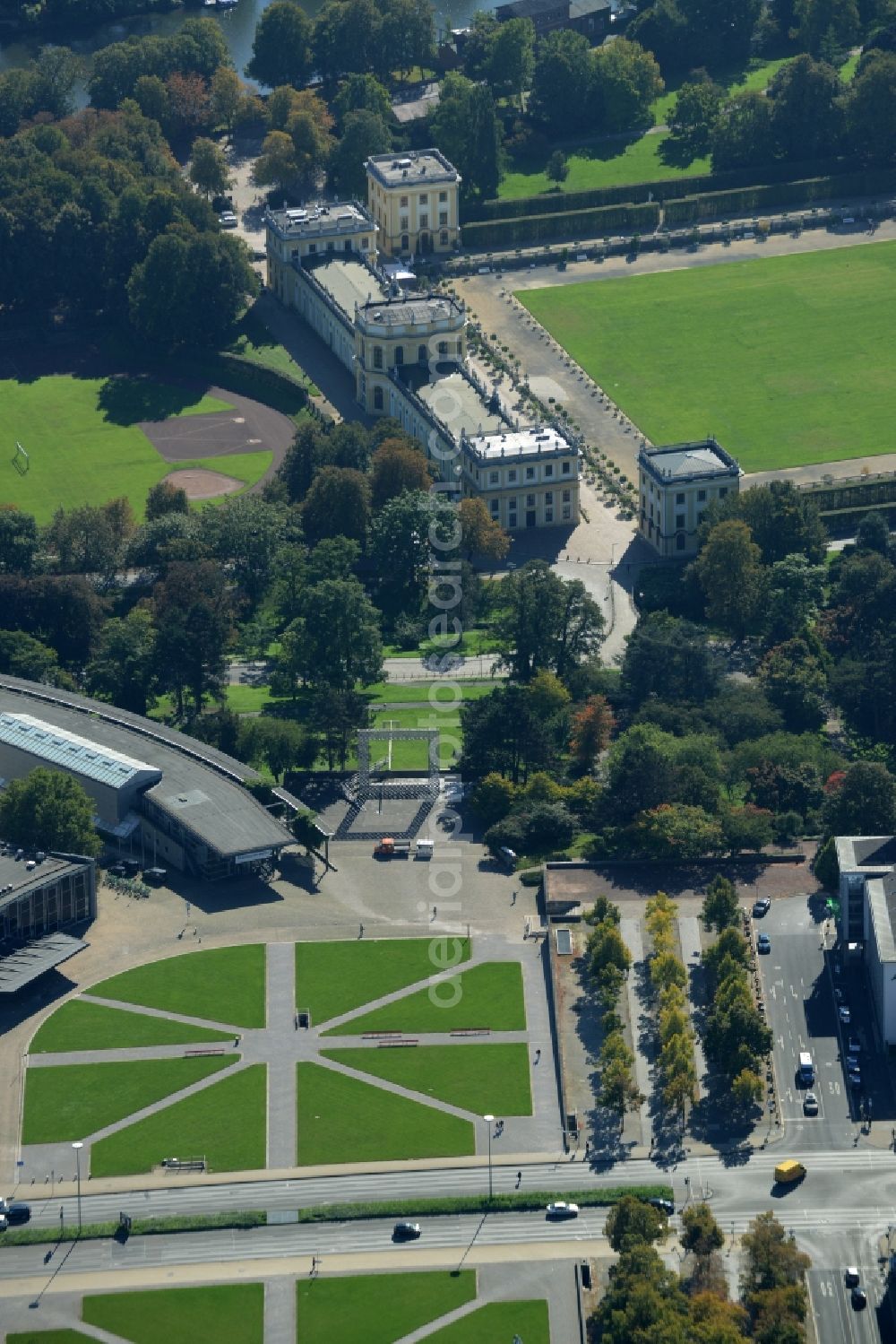 Aerial photograph Kassel - Palais park of the castle in Kassel in the state Hesse