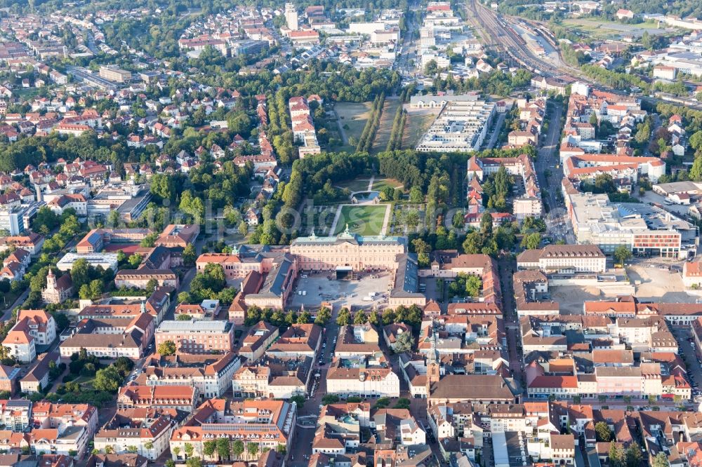 Rastatt from the bird's eye view: Building complex in the park of the castle Residenzschloss Rastatt in Rastatt in the state Baden-Wurttemberg, Germany