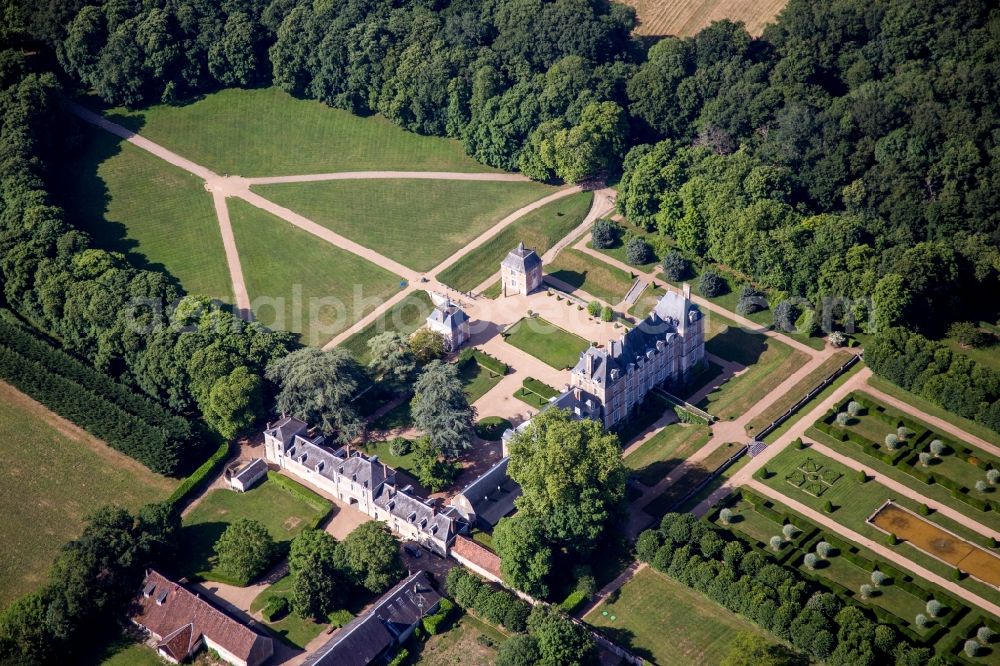 Huisseau-en-Beauce from above - Building complex in the park of the castle La Basse Cour in Huisseau-en-Beauce in Centre-Val de Loire, France