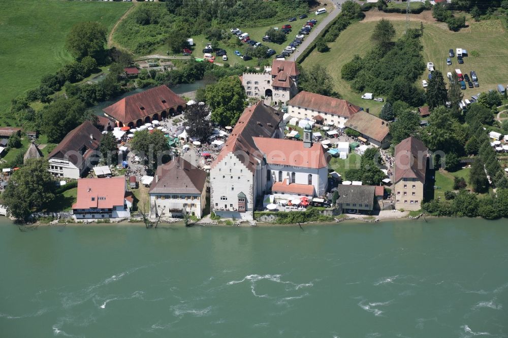 Aerial image Rheinfelden (Baden) - Building complex and the park of the castle Beuggen at the river Rhine in Rheinfelden (Baden) in the state Baden-Wuerttemberg