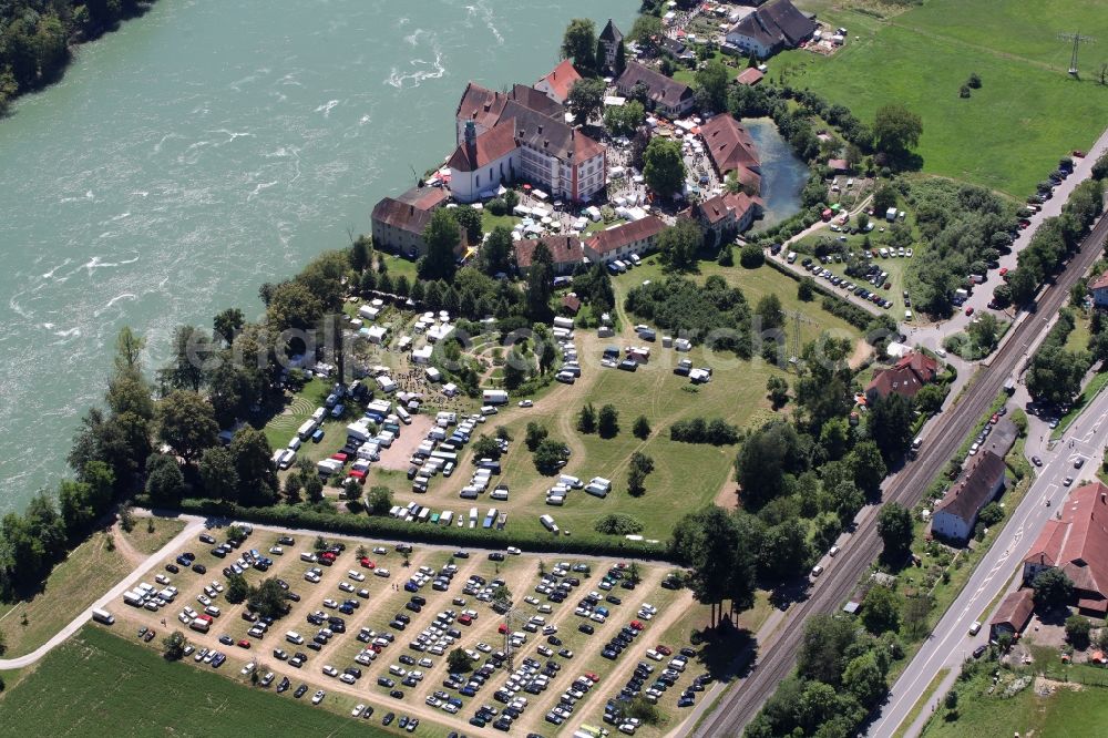 Aerial image Rheinfelden (Baden) - Building complex and the park of the castle Beuggen at the river Rhine in Rheinfelden (Baden) in the state Baden-Wuerttemberg