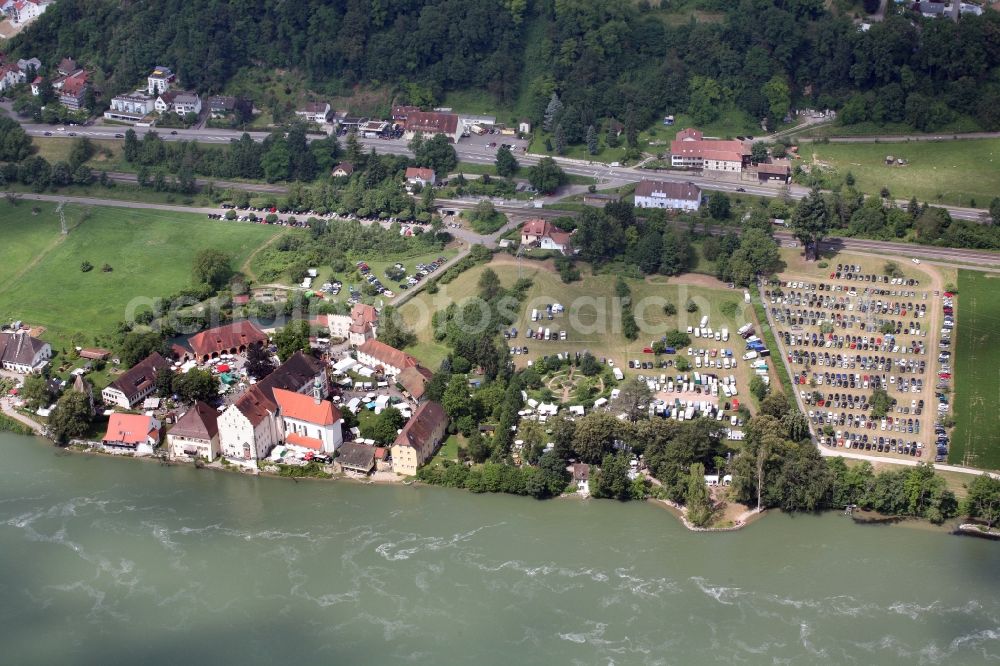 Rheinfelden (Baden) from above - Building complex and the park of the castle Beuggen at the river Rhine in Rheinfelden (Baden) in the state Baden-Wuerttemberg