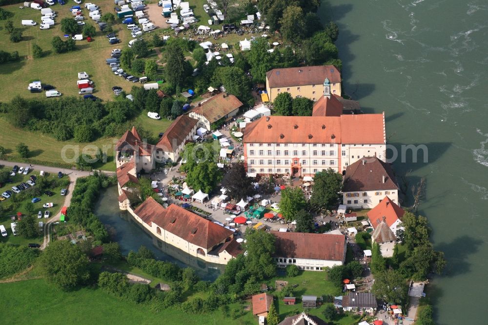 Rheinfelden (Baden) from above - Building complex and the park of the castle Beuggen at the river Rhine in Rheinfelden (Baden) in the state Baden-Wuerttemberg