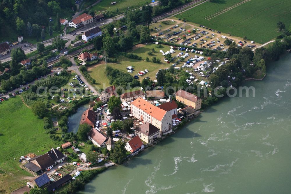 Rheinfelden (Baden) from the bird's eye view: Building complex and the park of the castle Beuggen at the river Rhine in Rheinfelden (Baden) in the state Baden-Wuerttemberg