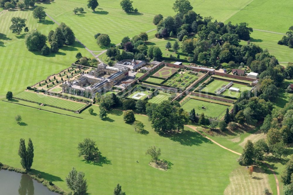 Bowood from above - Building complex in the park of the castle Chapel in Bowood in United Kingdom