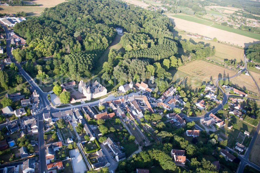 Fougères-sur-Bièvre from above - Building complex in the park of the castle Chateau de FougA?res-sur-BiA?vre in FougA?res-sur-BiA?vre in Centre-Val de Loire, France