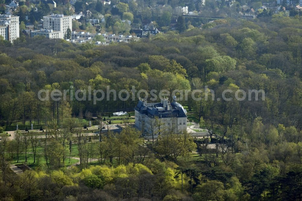 Louveciennes from above - Building complex in the park of the castle Chateau Louis XIV Sci Chemin des Gressets in Louveciennes in Ile-de-France, France