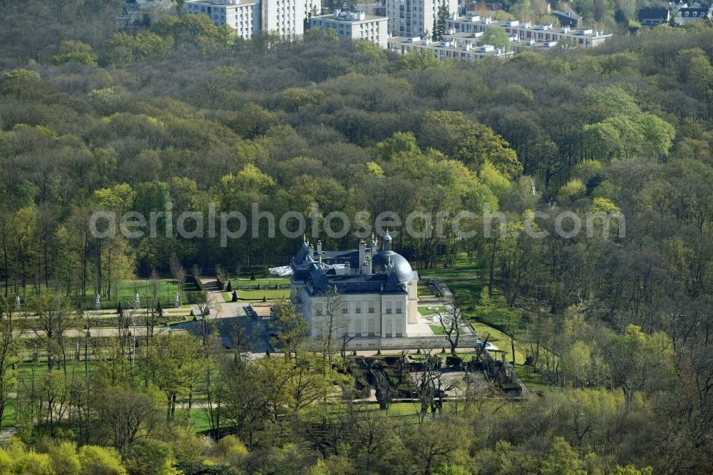 Aerial image Louveciennes - Building complex in the park of the castle Chateau Louis XIV Sci Chemin des Gressets in Louveciennes in Ile-de-France, France