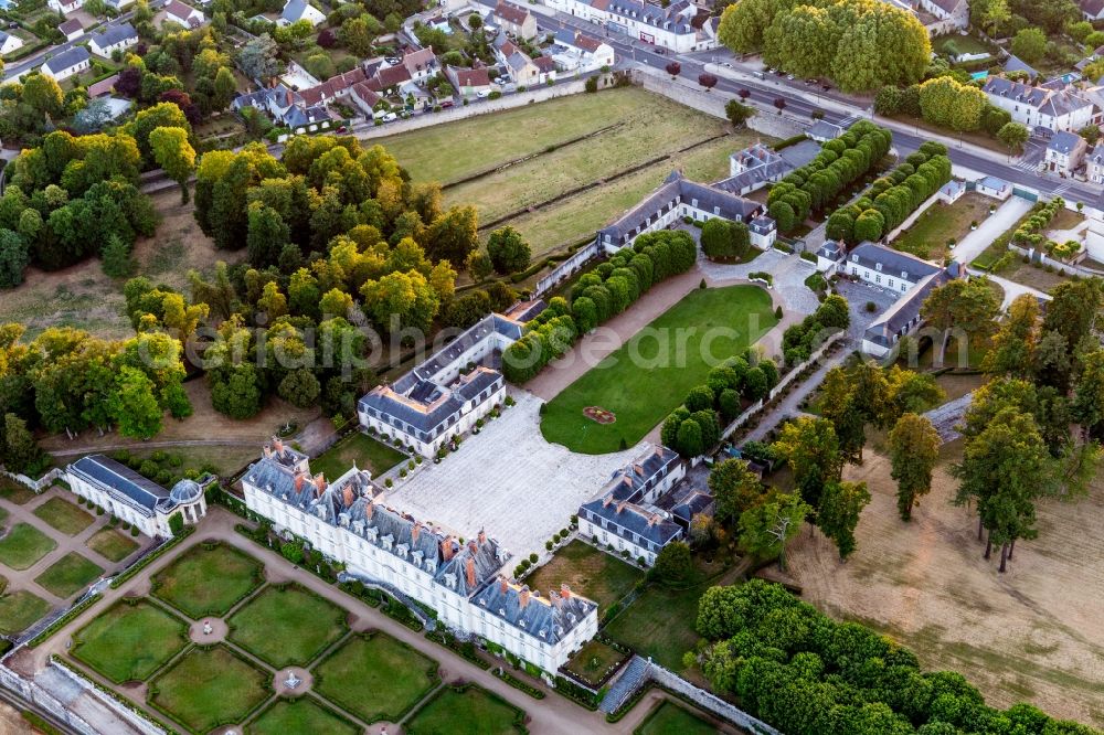 Aerial image Menars - Building complex in the park of the castle Chateau de Menars on the Loire river in Menars in Centre-Val de Loire, France