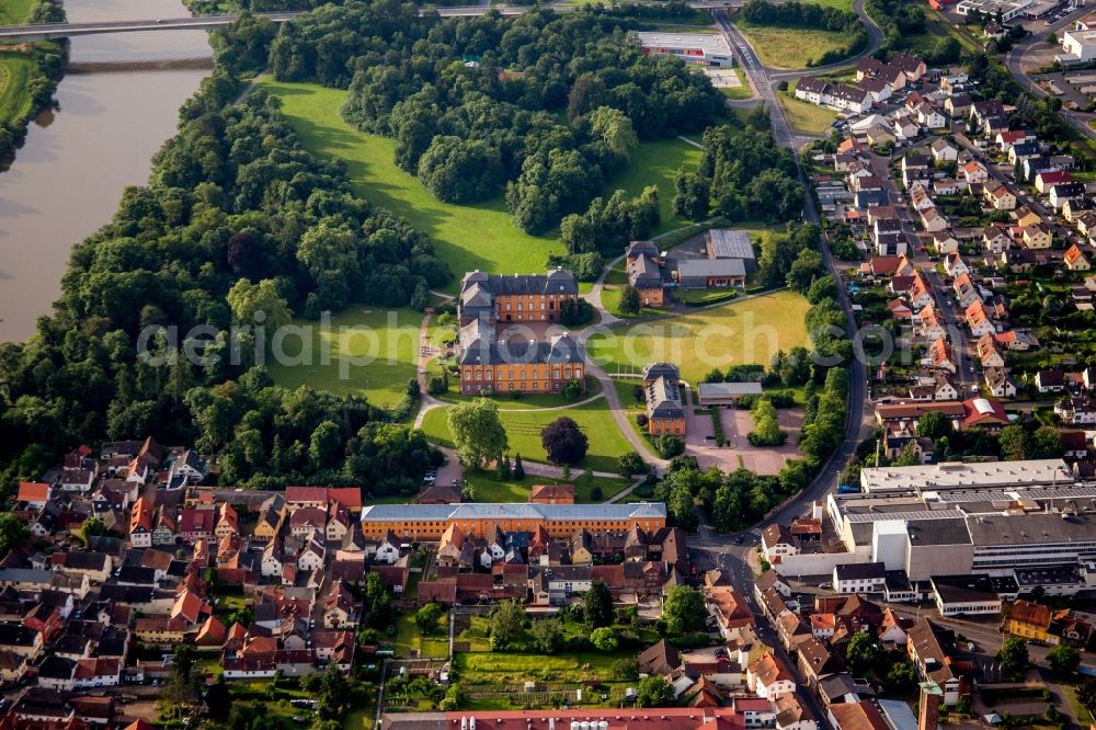 Aerial photograph Kleinheubach - Building complex in the park of the castle Chateauforma?? Schloss Loewenstein in Kleinheubach in the state Bavaria, Germany