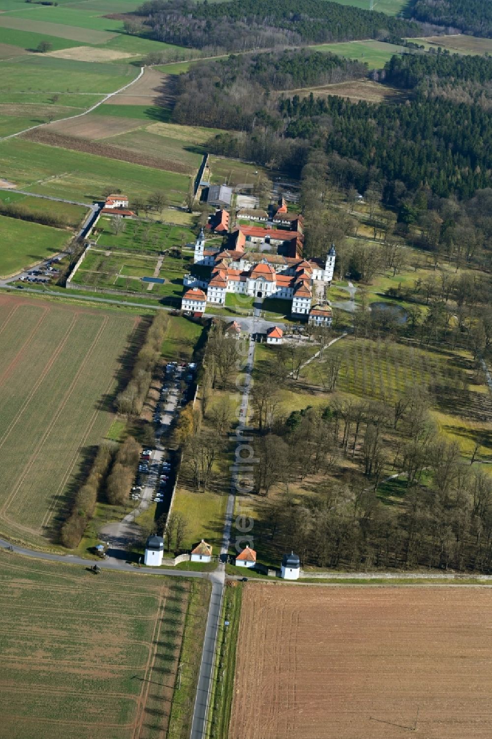 Aerial image Eichenzell - Building complex in the park of the castle Fasanerie in Eichenzell in the state Hesse, Germany