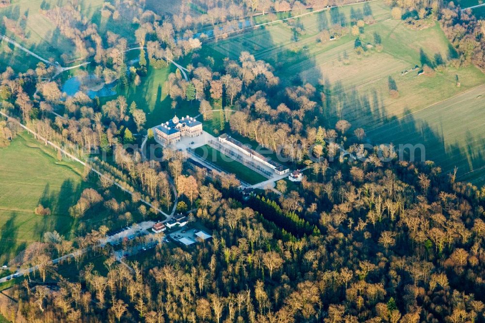 Aerial image Rastatt - Building complex in the park of the castle Favorite in Rastatt in the state Baden-Wuerttemberg, Germany